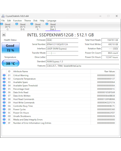 SSD Solid State Drive M.2 2280 PCIe Gen3 x 4 NVMe 512GB - SK Hynix BC711